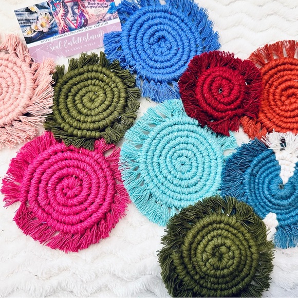 NEW [5pc] @soul_embellish Handwoven Macramé Coasters Furniture Savers Home Decor - Picture 11 of 16